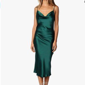 Sleeveless Spaghetti Strap Satin Cocktail Dress